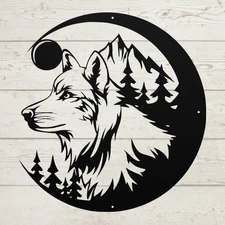 Wolf Scene Metal Sign Wildlife Wall Art for Home Cabin or Lodge Decor Wolf Lover