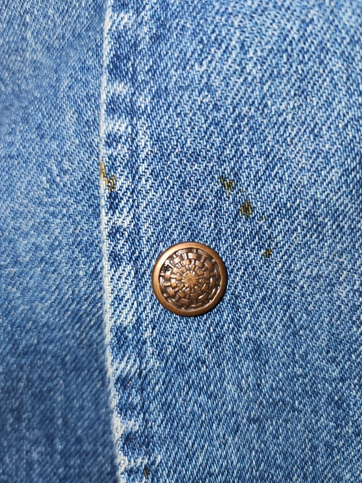 DE COLECCIÓN PIONEER WEAR VAQUERO OCCIDENTAL PLUMERO AZTECA LARGO DENIM AZUL TALLA MEDIANA SE USA Foto 2 de 4