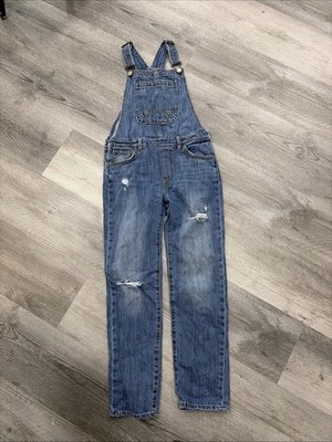 Gap Girls Denim Jean Distressed Overalls Bibs Distressed Size Large