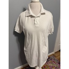 Vintage 90s Jerzees Blank White Polo Shirt Size L Made in USA Basic