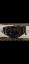 Vintage Handmade 925 Silver Bracelet Lapis Lazuli Tribal Ethnic Cuff Heavy 50g