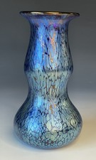 RARE FINE Antique Loetz Art Nouveau Glass Vase Cobalt Papillon Double Gourd Vase