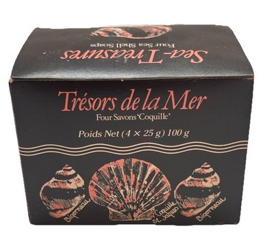 Vintage Sea Treasures Box of 4 Guest Sized Seashell Sea Shell Soap Soaps  New