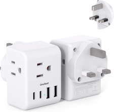 2 Pack US to UK Ireland Travel Plug Adapter, Type G Power Plug Adapter with 3 Ou