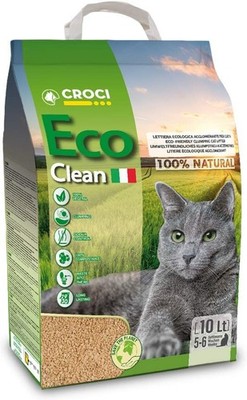 Eco Clean Streu 10 L - Klumpendes Katzenstreu, biologisch abbaubar, spült bis zu