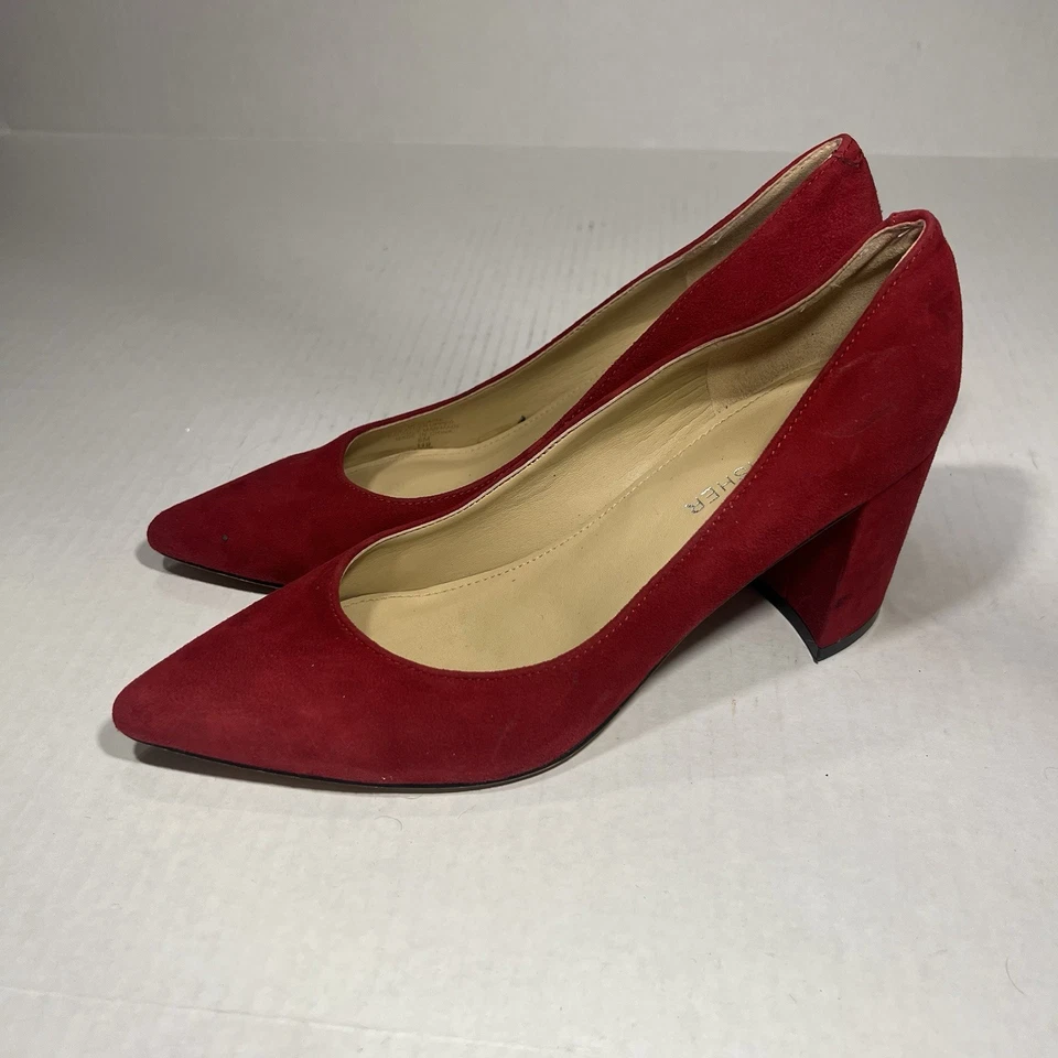 Zapatos de salón de vestir Marc Fisher para mujer 6 M rojo gamuza tacón ancho Foto 4 de 4