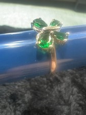 925 Sterling Silver Green Butterfly Shaped Ring/ Size 8.5 114