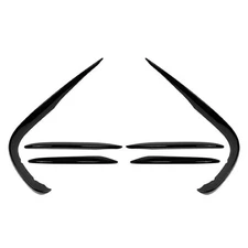 For Benz E-Class W213 16-2020 Glossy Black Front Bumper Lip Spoiler Fins Canards