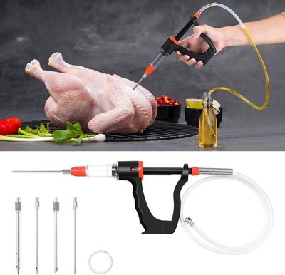 Marinade Injector Syringe for Smoking, Meat Injector Syringe with 3 Flow Setting
