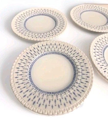 George Jones Sons Plates (5) Crescent “Clive” 6" Blue Transferware Set CRAZING - Picture 4 of 19