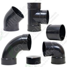 110 mm Solvent Weld WASTE Pipe FITTINGS and PIPE, BLACK, for 110 mm OD pipe