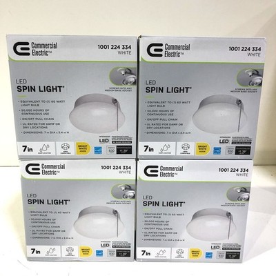 4PK Commercial Electric 7 in. Round White 60 Watt Equiv LED Flushmount