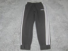 Adidas Pants Mens Medium Black Fleece 3 Stripe Cuffed Sweatpants Joggers