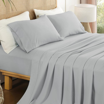 Grey Queen Sheet Set - Soft Breathable Microfiber Bed Sheets with Extra Deep Poc