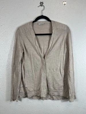 BRUNELLO CUCINELLI Beige Cashmere Silk V-Neck Cardigan Sweater Womens Sz S READ