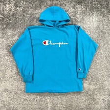 Vintage Champion Hoodie Mens Medium Blue Pullover Stitched Logo 80s Made In USA