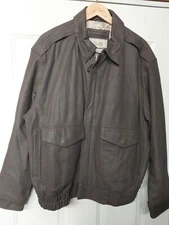 VTG GIII G3 Leather Bomber Jacket Mens L Brown Full Zip Aviation Top Gun Map