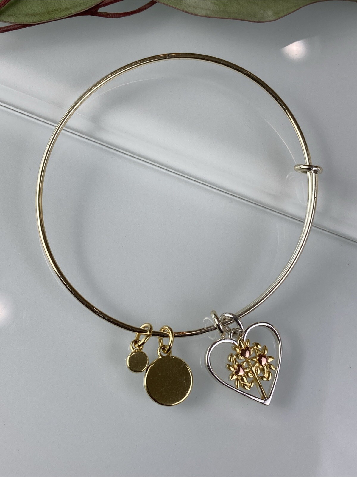 Sterling 925 Solid Silver Charm Bangle Adjustable… - image 4