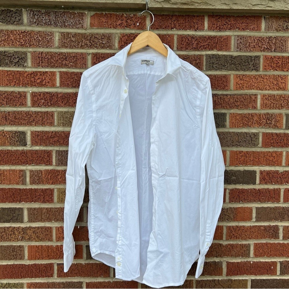 Express White Button Down Collared Fitted Dress S… - image 3