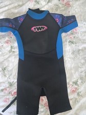 TWF Titanium black blue shortie wetsuit K06 5-6 year Tesco Kids surfing swimming