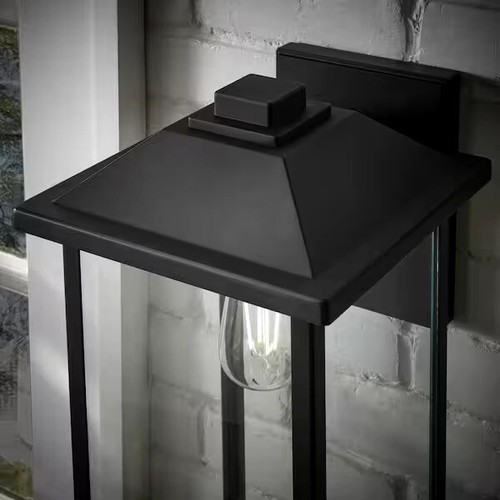 1-Light 18 in. Black Hardwired Classic Outdoor Wall Lantern Sconce - Picture 5 of 6