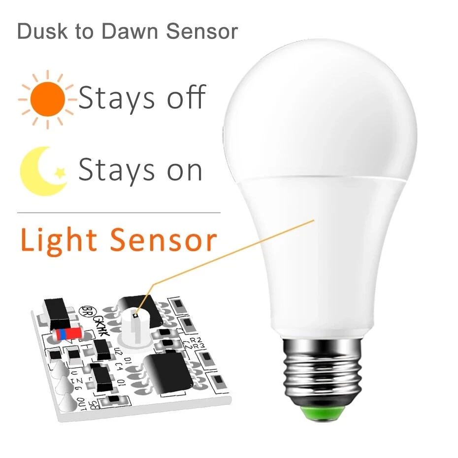 4x LED Motion Sensor Light Bulbs Dusk to Dawn Lights Lamp Automatic On/Off - Image 3 of 4