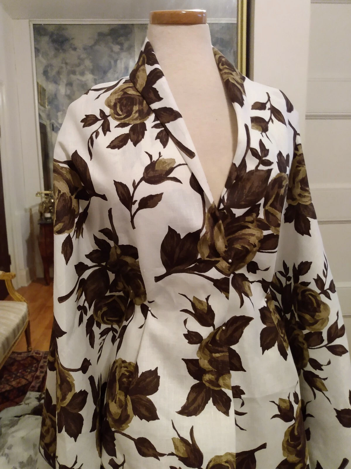 OFF WHITE ABITI ESTIVI 4YDS CHIC ED ELEGANTI BIANCO SPORCO MARRONE RICCO LINO FLOREALE COTONE