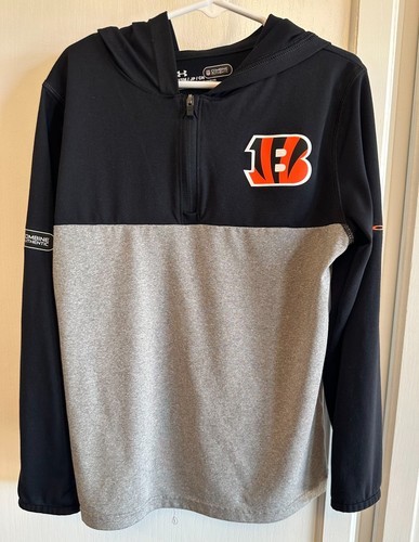 UNDER ARMOUR HeatGear Combine Authentic Cincinnati Bengals Hooded Shirt~YSM~S~
