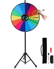 24" Prize Wheel with Folding Tripod Floor Stand Height Adjustable 14 Slots Spin