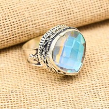 Mystic Topaz Gemstone Handmade 925 Sterling Silver Ring Jewelry