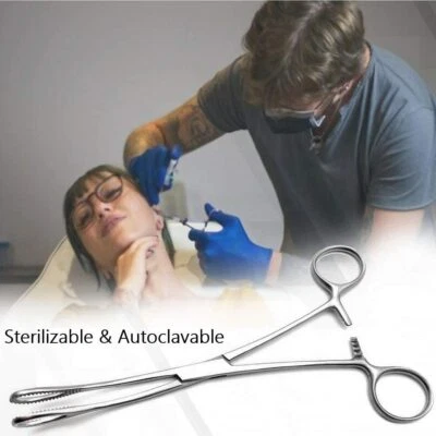 A2Z SCILAB Body Piercing Forceps Kit Hemostat Sponge Clamp 7" Curved
