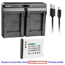 Kastar Battery Dual USB Charger for Olympus Li-70B Olympus FE-4040 VG-110 Camera