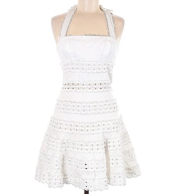 knee length dresses for ladies Oliana Tied Shoulders Keyhole Mini Dress White main image 1