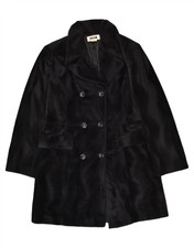 Dream Womens Faux Fur Double Breasted Coat Uk 14 Medium Black Polyester Bh41