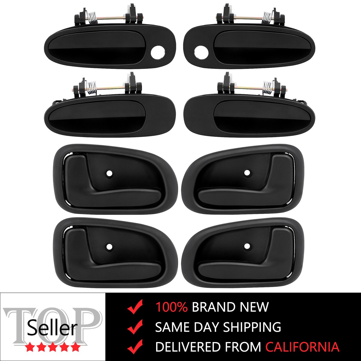 Right & Left Front & Rear 8X Door Handles Fits 93-97 For Corolla Prizm Black