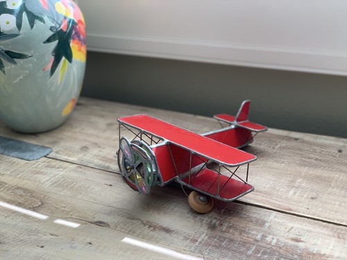 Vintage Kaleidoscope Stained Glass Red Airplane/Bi-Plane- 9.5" x 8" - Bild 10 von 13
