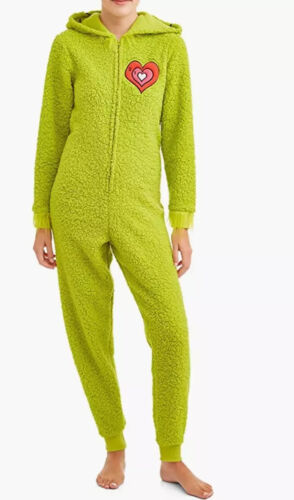 Grinch Womens Fuzzy Plush Hooded Pajamas - XL