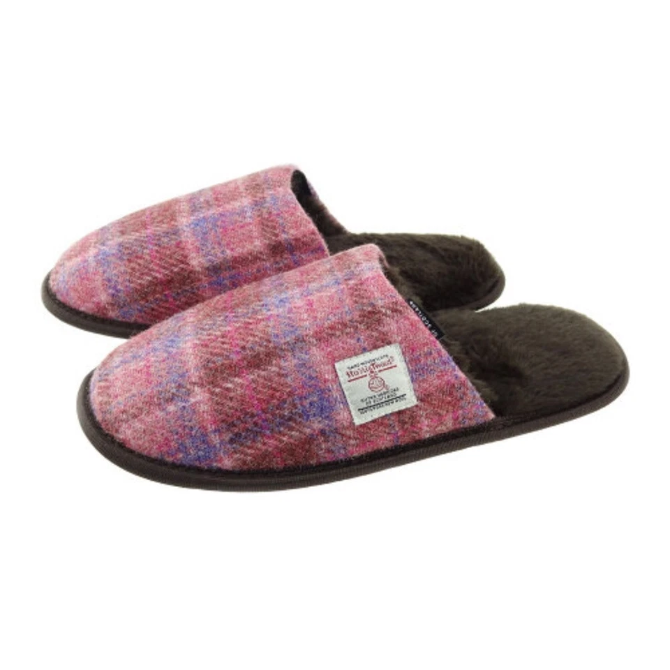 Glen Appin Harris Tweed Women's Slip on Slippers Fleece Lined