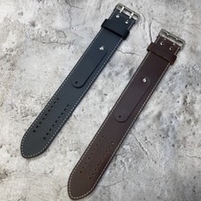 Size 17/18/19/20/21/22mm Vintage Oil Brown Leather Cuff Watch Strap Band 104