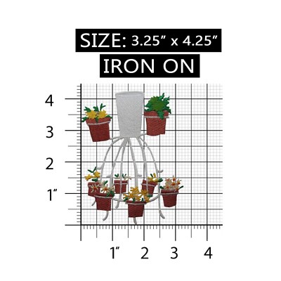 ID 7077 Clay Potted Plants Stand Patch Flower Garden Embroidered