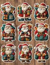 Christmas Felt Santa Die Cut Vinyl Stickers Set Scrapbooking Laptop Waterbottle