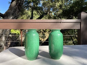 A Pair Chinese Green Glazed Vases