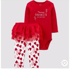 Baby Girl's 2pc Valentine's Day Set Carter's JOY with Headband Size 9 months