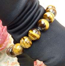 BRACELET VINTAGE grosses perles œil de Tigre