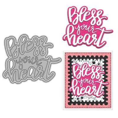 Bless Your Heart Phrase Words Metal Cutting Dies DIY Scrapbook Card Making Craft