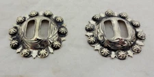 Pair Yuma Berry Slotted Conchos 1 1/2" Hansen Western Gear Antiqued Silver Plate