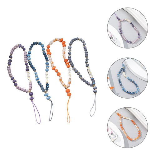 4 Pcs Crystal Stone Bracelet Mobile Phone Lanyard Strap Hanging Chain - Zdjęcie 3 z 12
