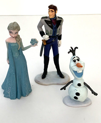 Disney Frozen Elsa Olaf Hans PVC Figures Cake Topper Lot of 3
