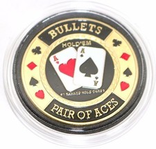 Bullets Pair of Aces Hold'em Poker Coin Chip Card Guard Protector Cover New