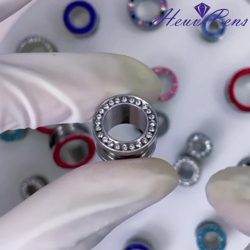 2pc Multi Crystal Gem Screw Flesh Tunnel Steel Ear Stretcher Gauge Plug 3mm-25mm - Video 1 of 1